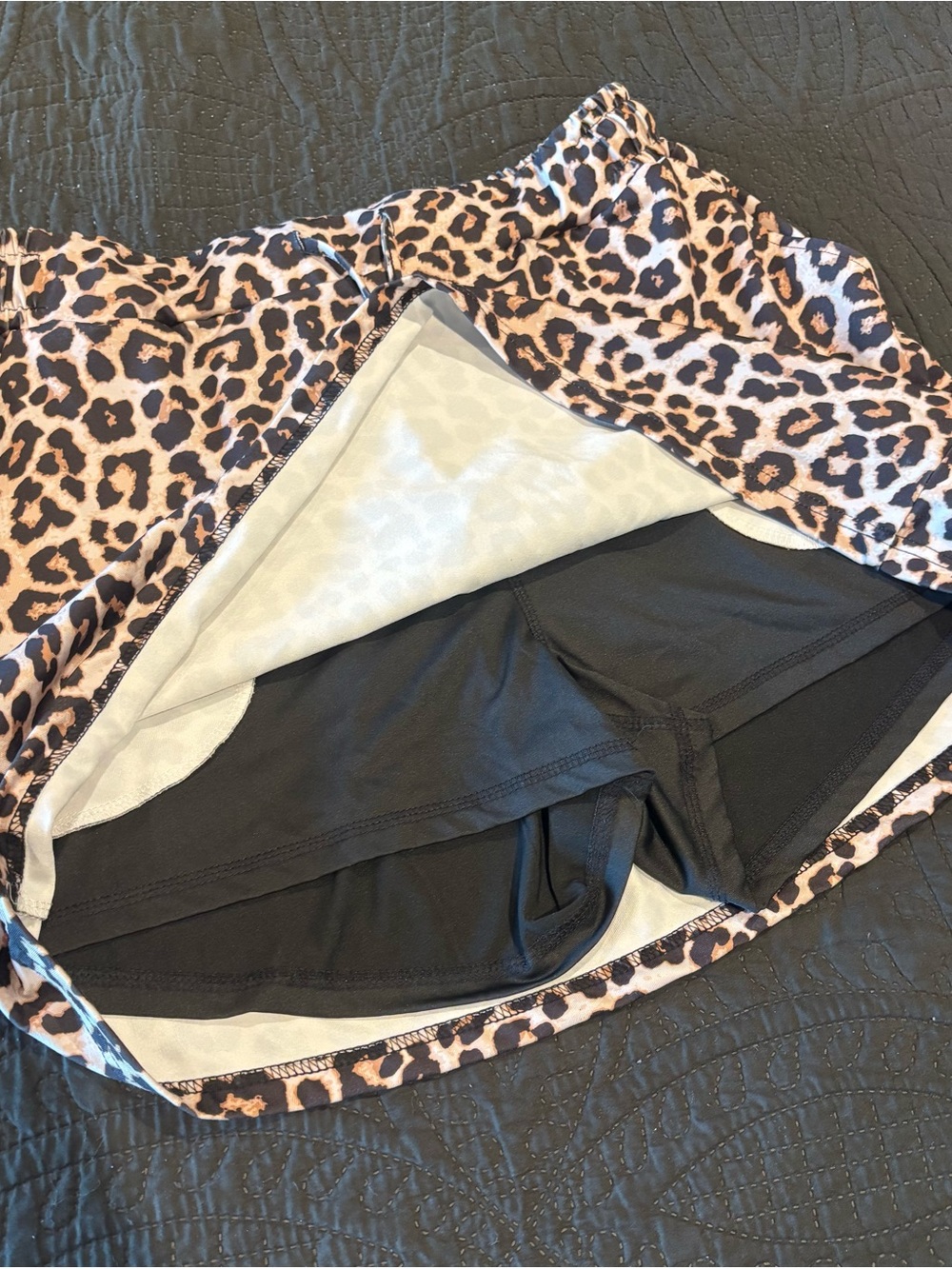 Leopard Print Women’s Skort - Beige/Brown - Picture 2 of 2